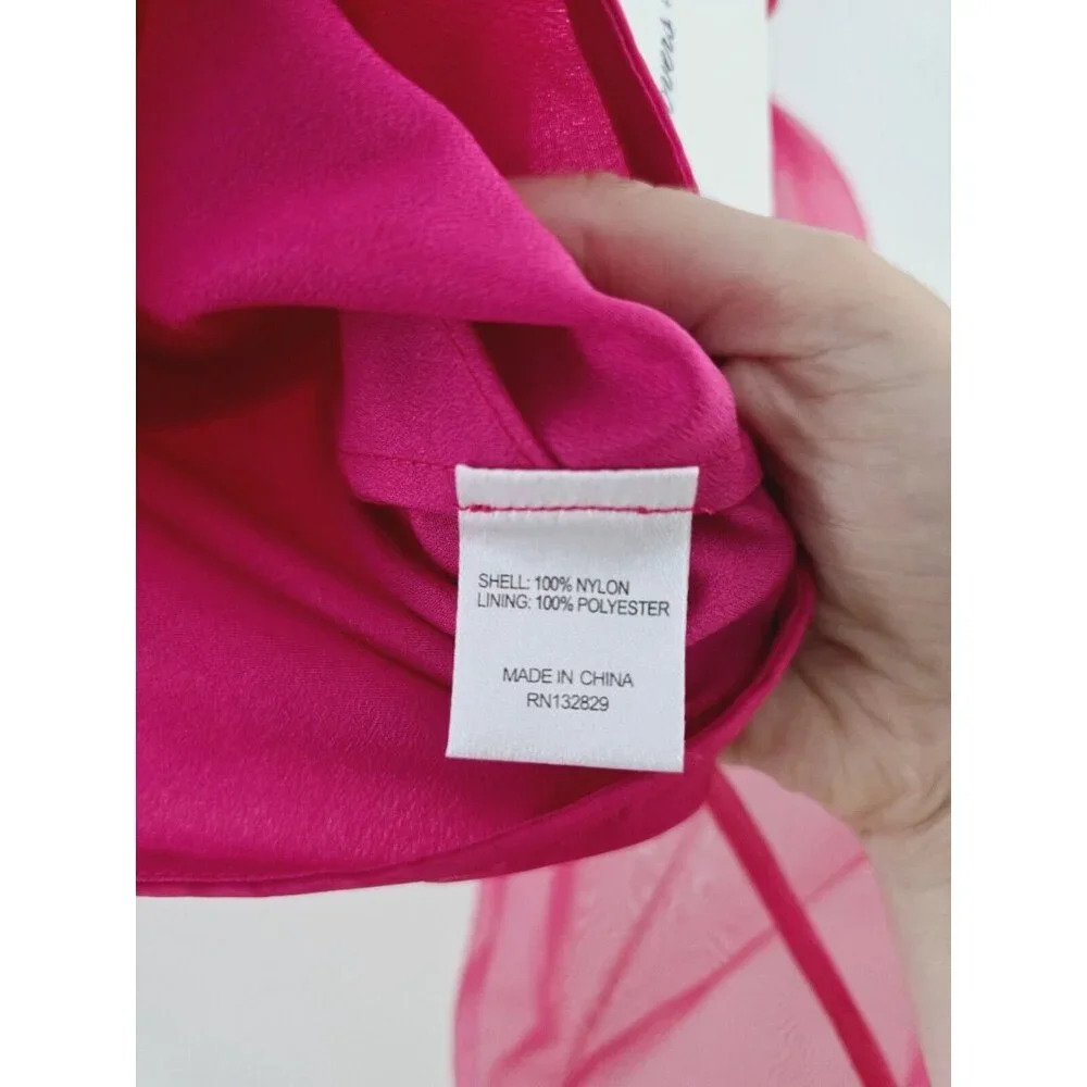 Lovers + Friends Bernice Hot Pink Ruffle Sheer One Shoulder Blouse Crop Top XXS - Picture 10 of 10